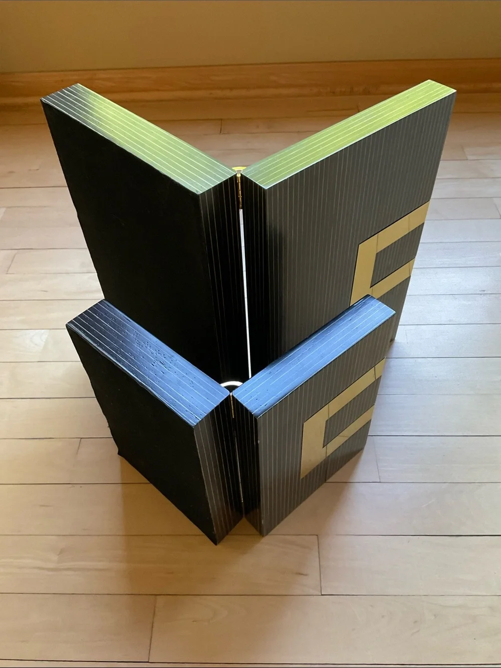 Modern Decorative Wood Box Set with Inlaid Brass Accents